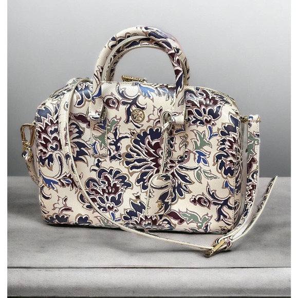 Tory Burch Voyage Floral Robinson Middy Leather Satchel - Picture 1 of 16